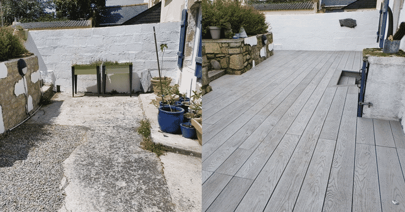 Avant/Après d’une terrasses au sol en Millboard ch…